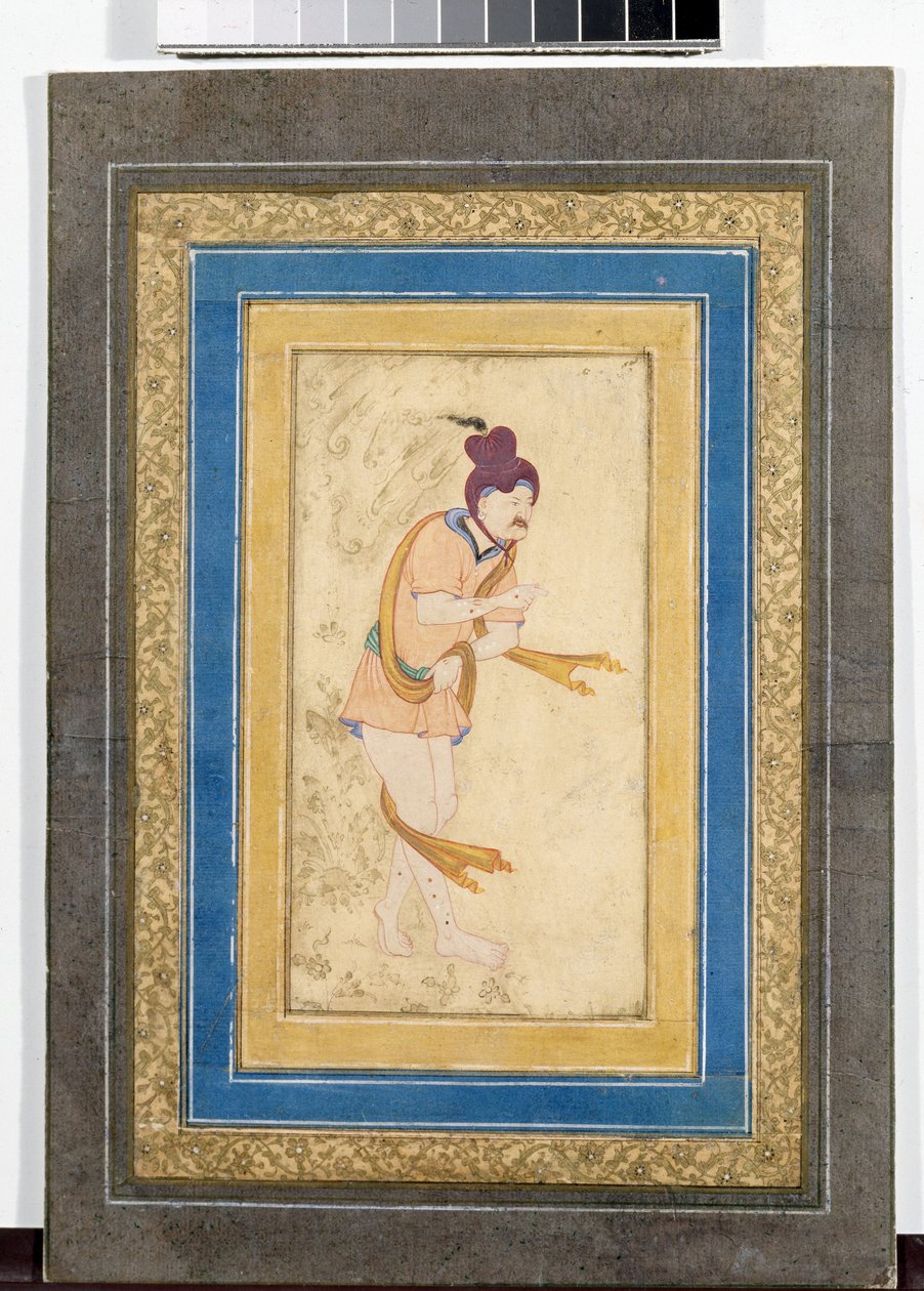 Retrato de um mestre dervixe iraniano - miniatura pintada, aguarela, guache e ouro sobre cartão (14,8x7,9 cm), início do século XVII - Ermida do Estado, São Petersburgo (Rússia) de School Iranian