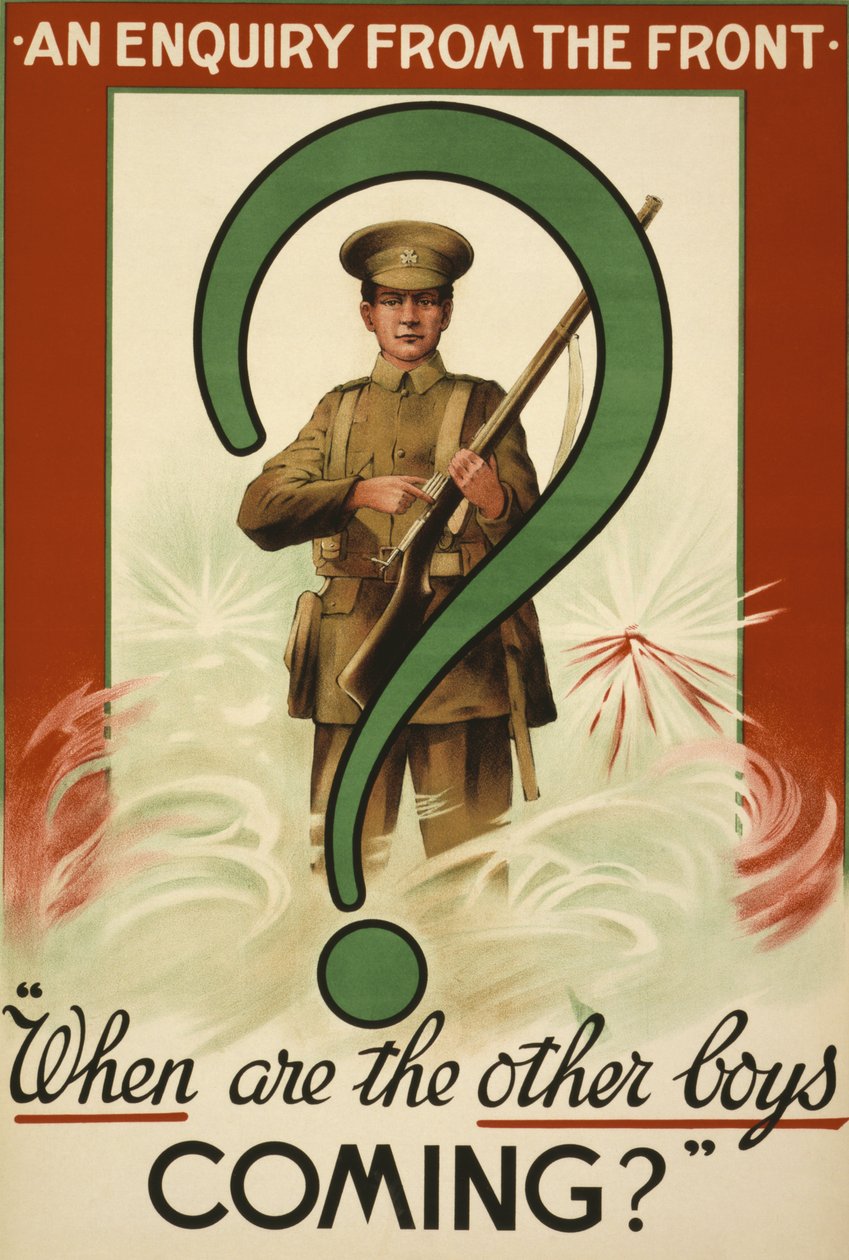 Cartaz de recrutamento para a Grande Guerra, publicado na Irlanda (litografia a cores) de School Irish