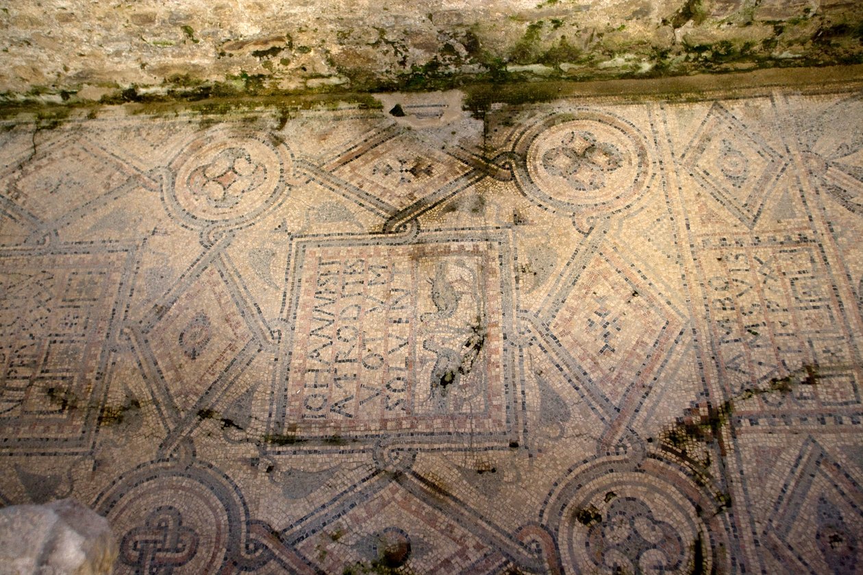 Detalhe da decoração do chão (mosaico) de School Italian