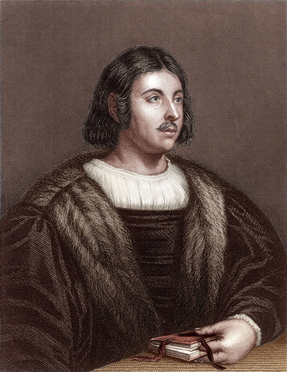 Giovanni Boccaccio (gravura a cores) de School Italian
