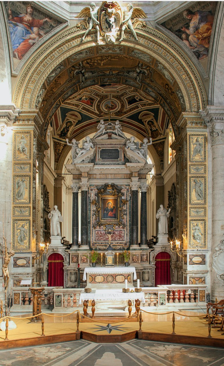 Vista interior da Basílica de Santa Maria del Popolo (Vista interior da Igreja de Santa Maria del Popolo) Século XV a XVII Roma Itália de School Italian
