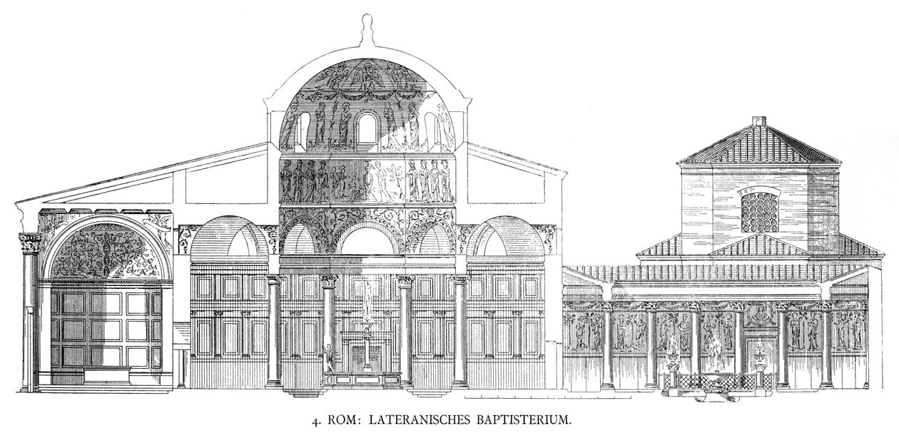Planos do Baptistério Lateranense (litho) de School Italian