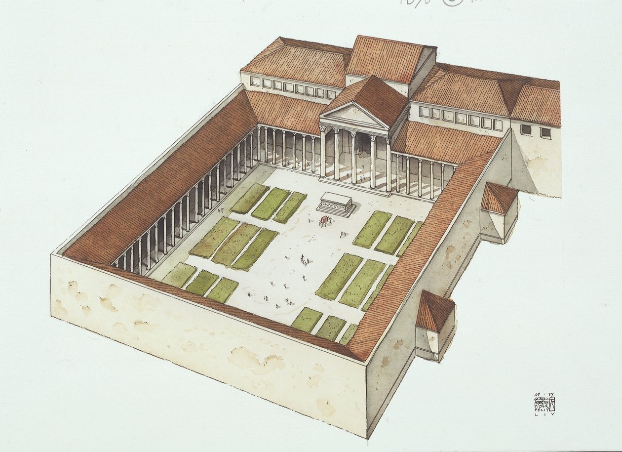 Fórum Reconstruído construído por Titus Flavius Vespasianus (cor litho) de School Italian