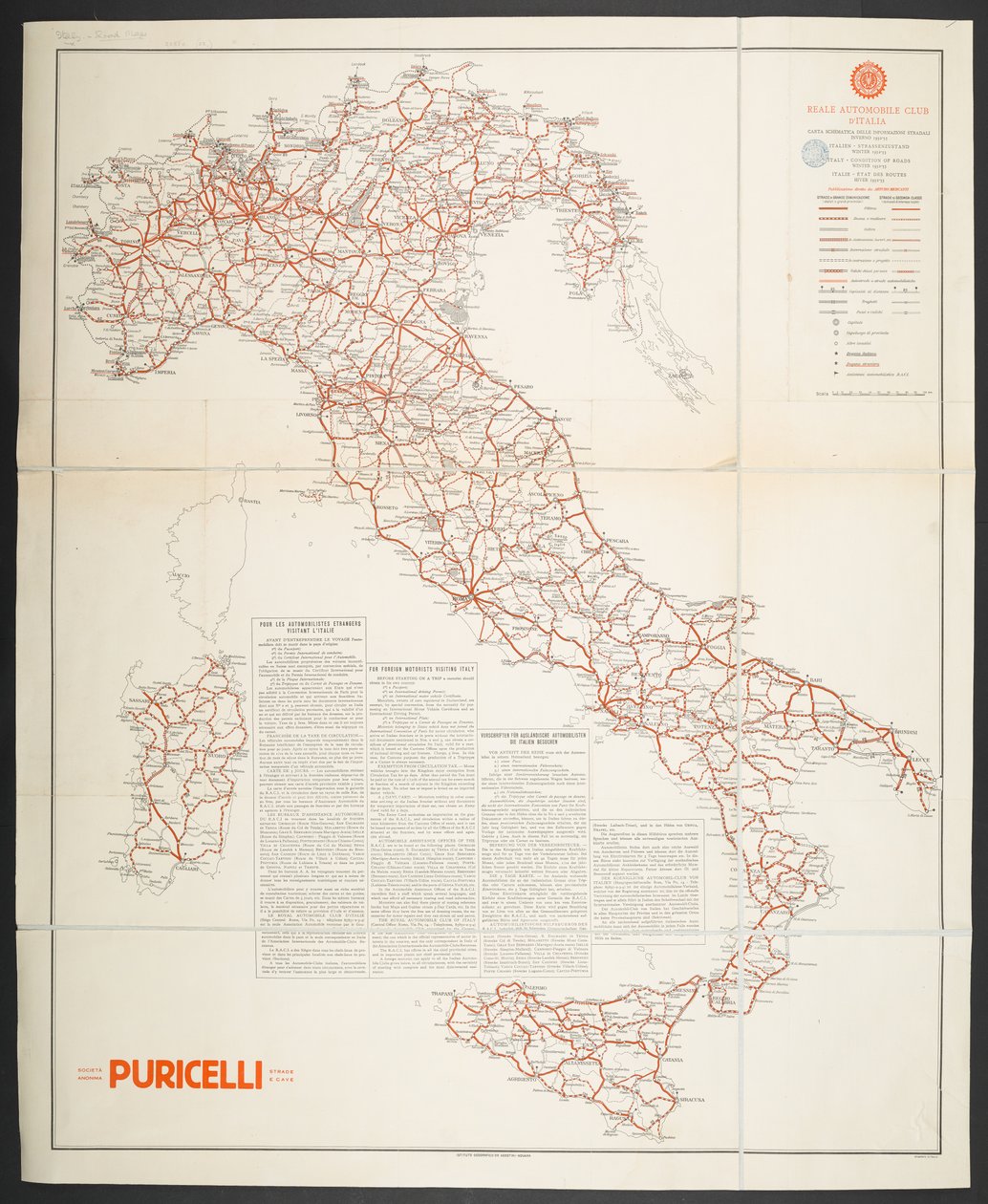 Mapa rodoviário de Itália, 