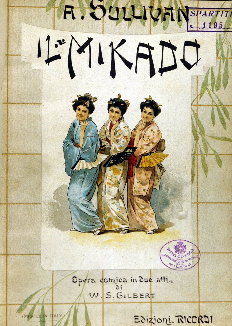Pontuação de "Mikado" de Gilbert e Sullivan. Bibl. do Conservatório de Música de Milão. de School Italian