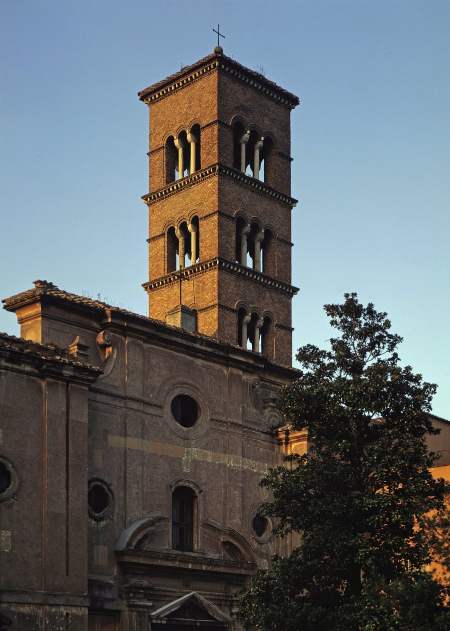 Vista da igreja de San Sisto vecchio, séc. V-12 de School Italian