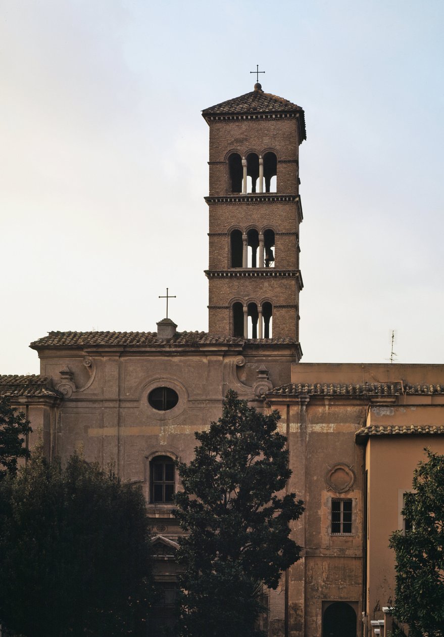 Vista da igreja de São Sisto Vecchio, séc. V-12 de School Italian