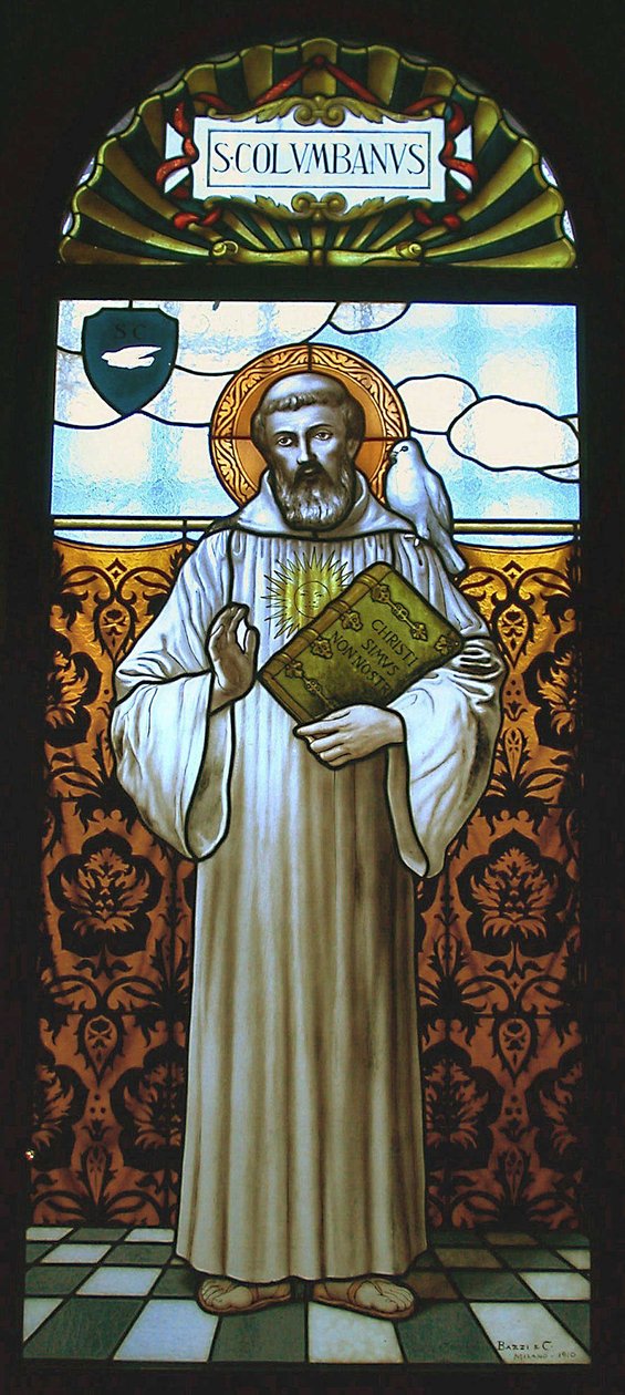 Janela que representa St. Columbanus (vitral) de School Italian