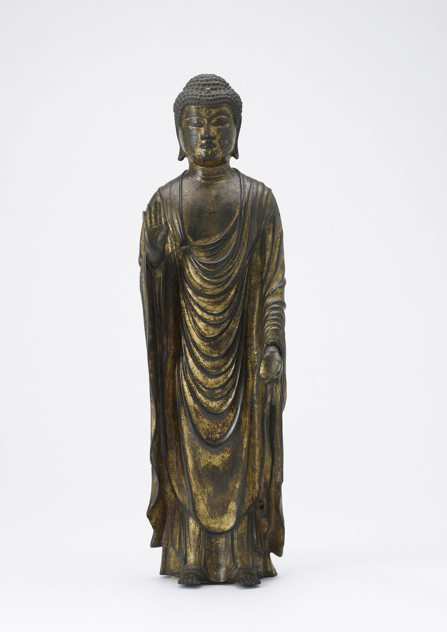 Buda Amitabha (Amida) o Buda da Luz Infinita, período Kamakura (bronze dourado) de Japanese School