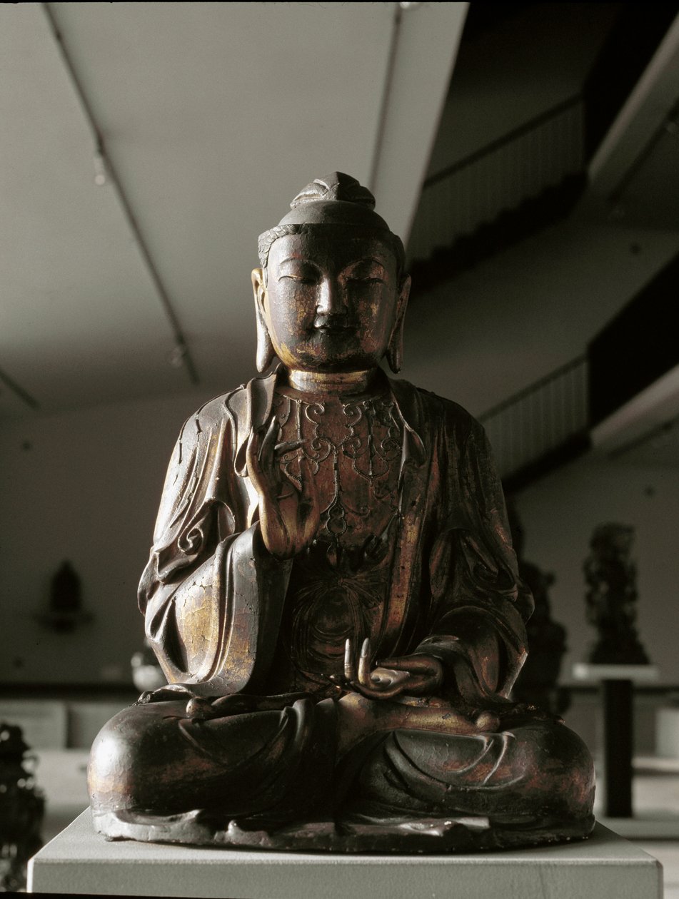 Buda sentado em posição lalitasana - escultura, período Kamakura (1185-1333) de Japanese School
