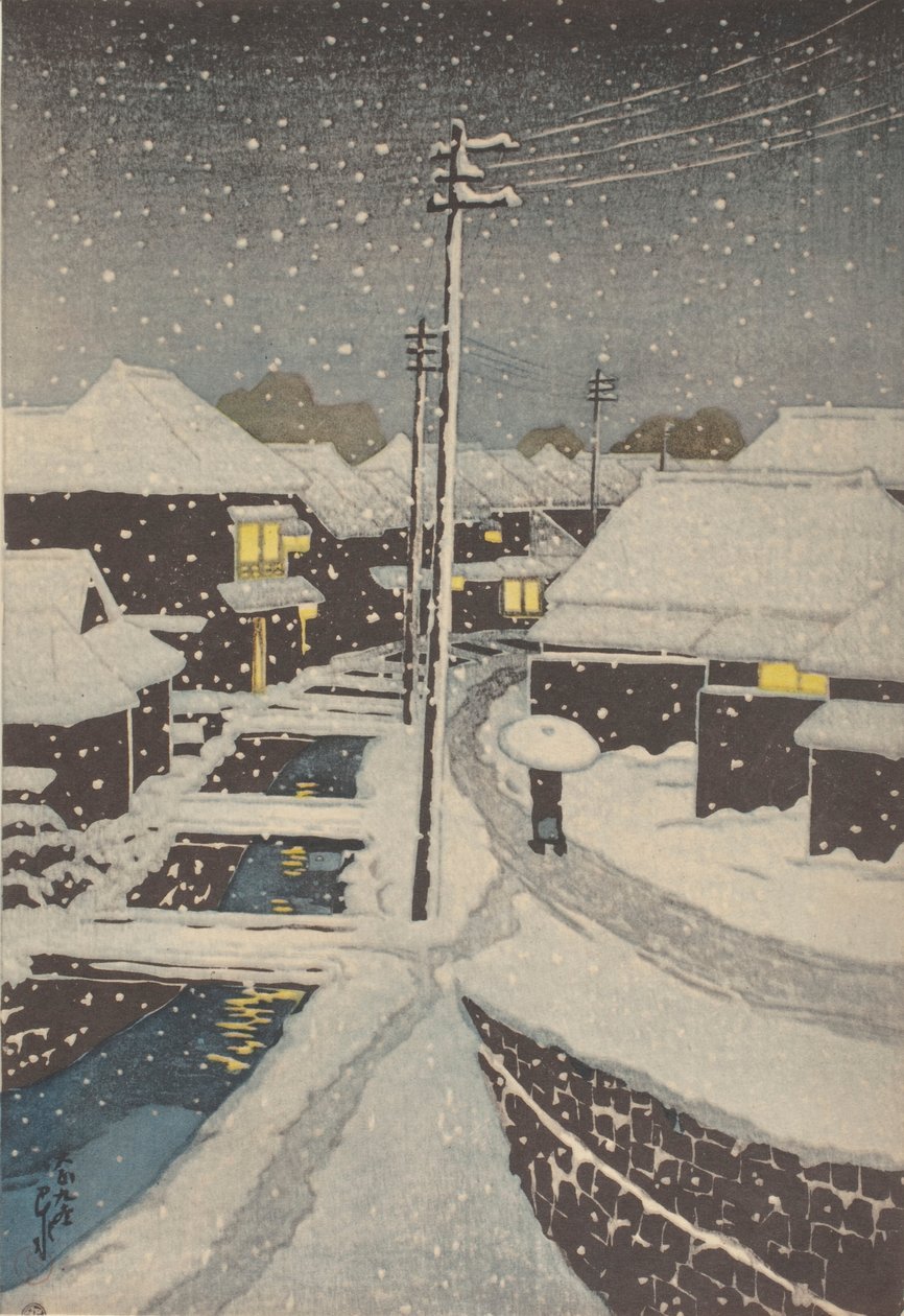 Neve nocturna (xilogravura) de School Japanese