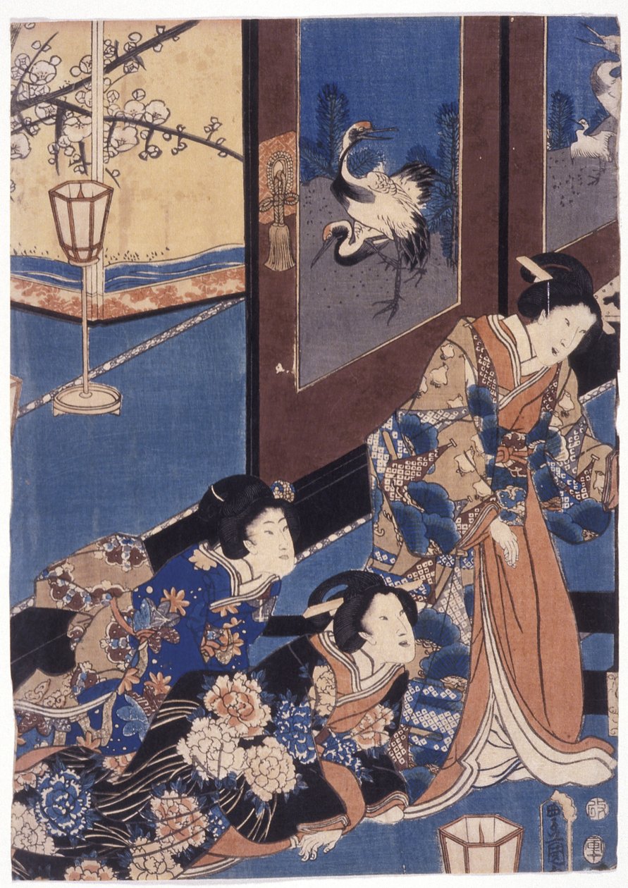Furyu Azuma Genji (xilogravura colorida) de School Japanese