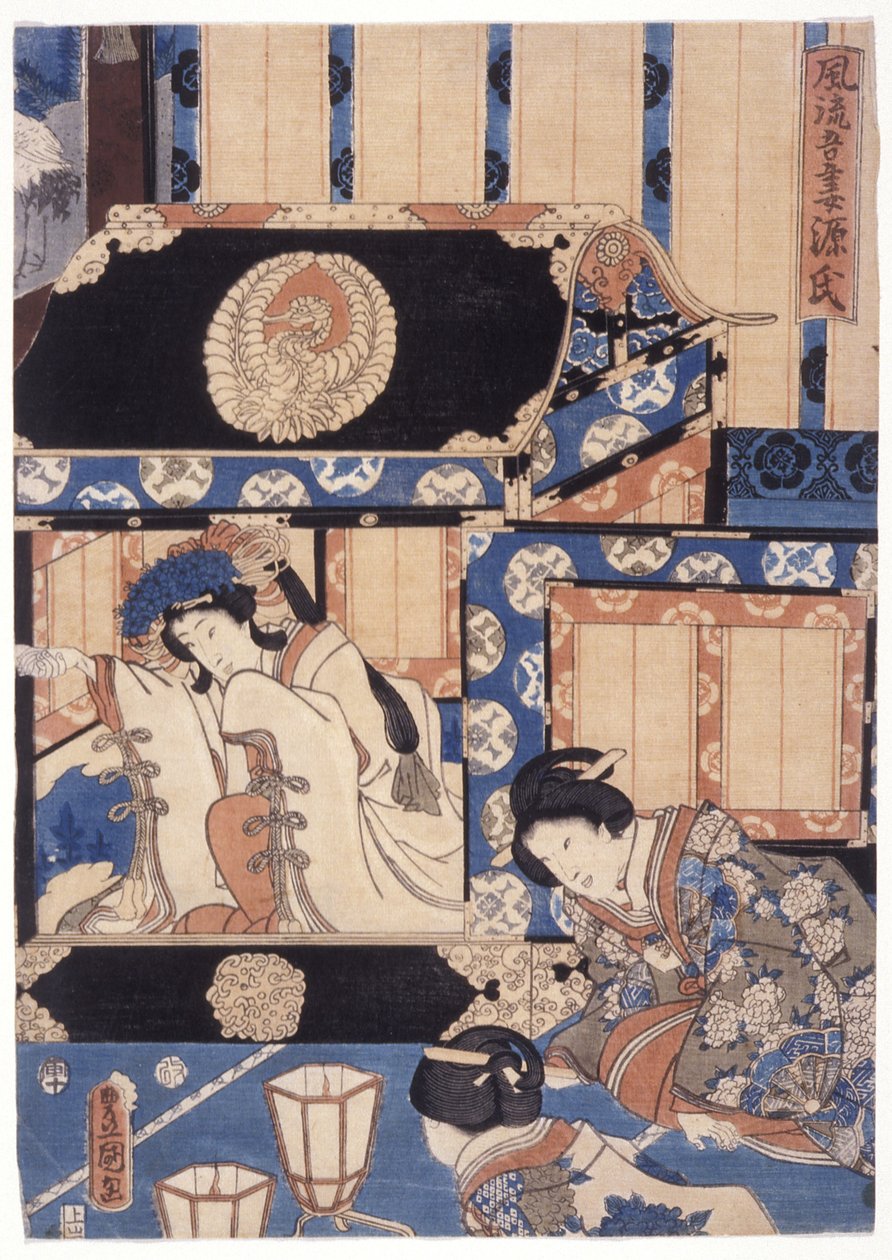 Furyu Azuma Genji (xilogravura colorida) de School Japanese