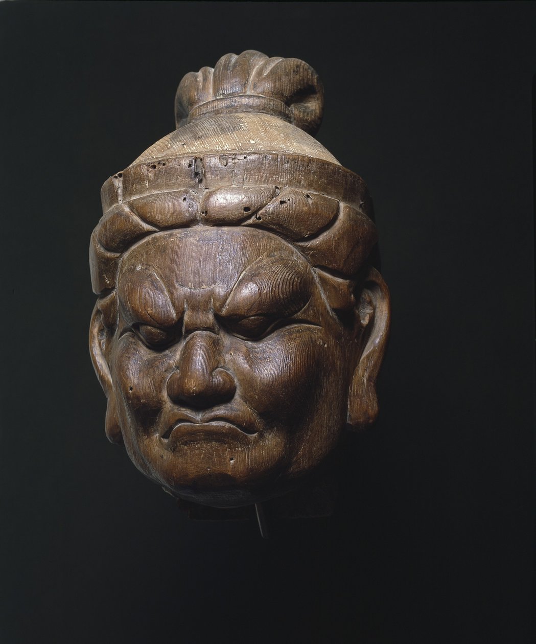 Cabeça de um Rei Celestial, Lokapala, Último Período Heian (madeira) de Japanese School