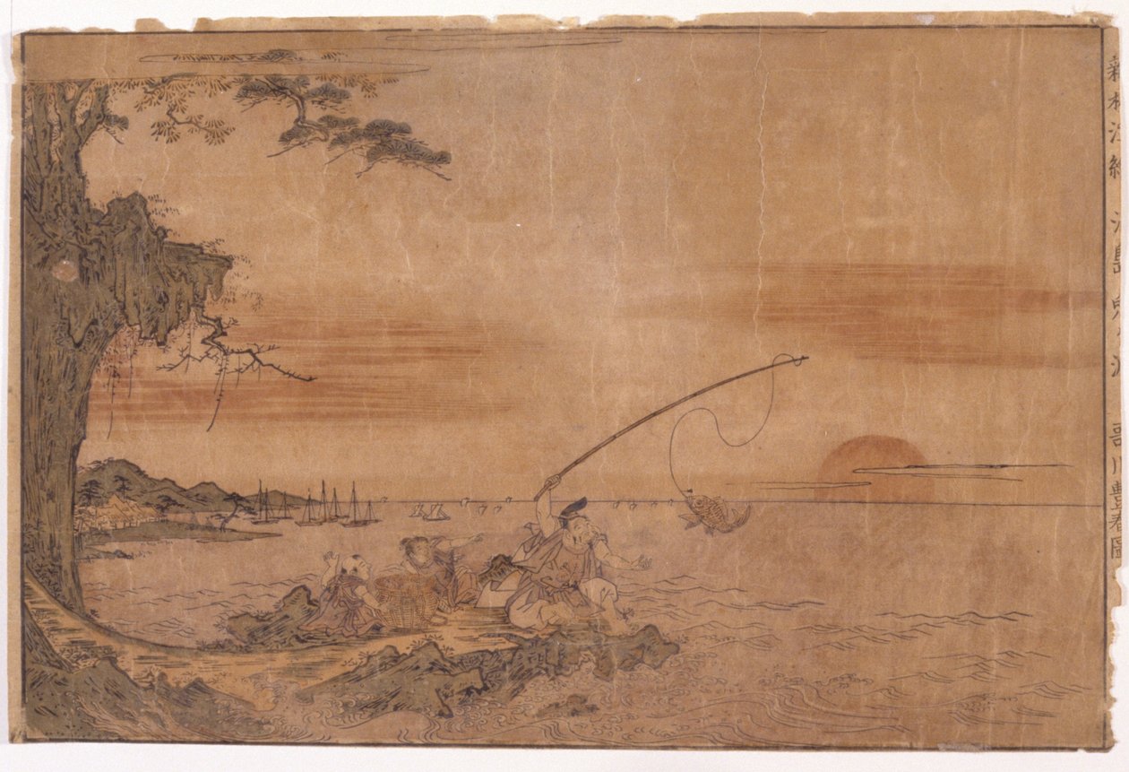 Paisagem com Pescador de School Japanese