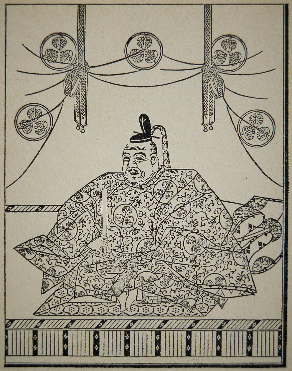Retrato de Shogun Tokugawa Ieyasu em vestido de tribunal de School Japanese