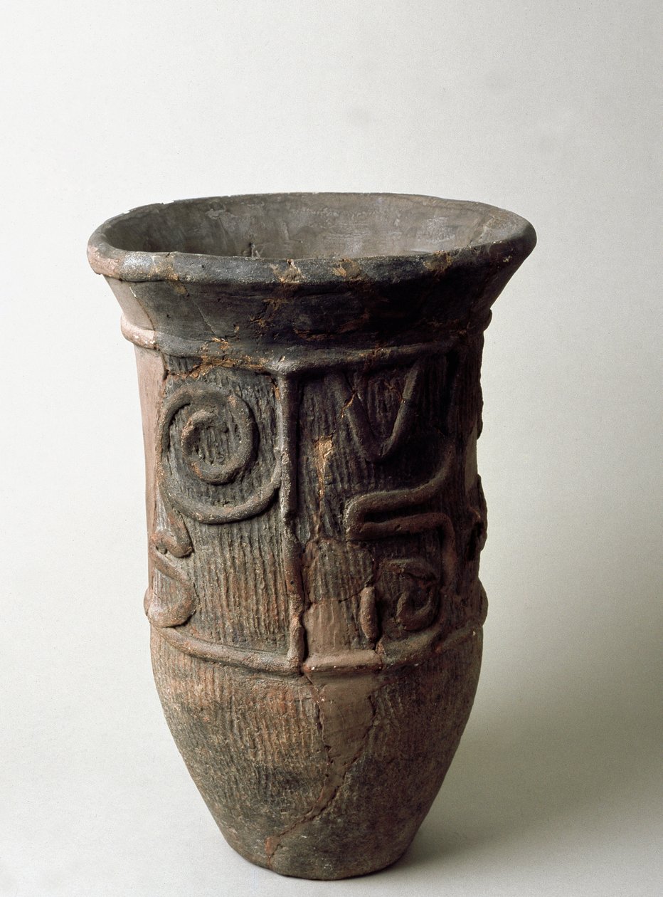 Frasco de terracota de Chiba, período Jomon do século 13-11 a.C. de Japanese School