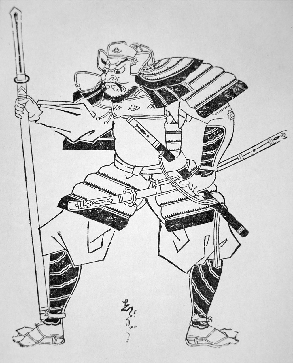 Guerreiro japonês desconhecido (litho) de School Japanese