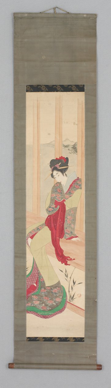 Mulher no assento da janela (Kakemono) de Japanese School