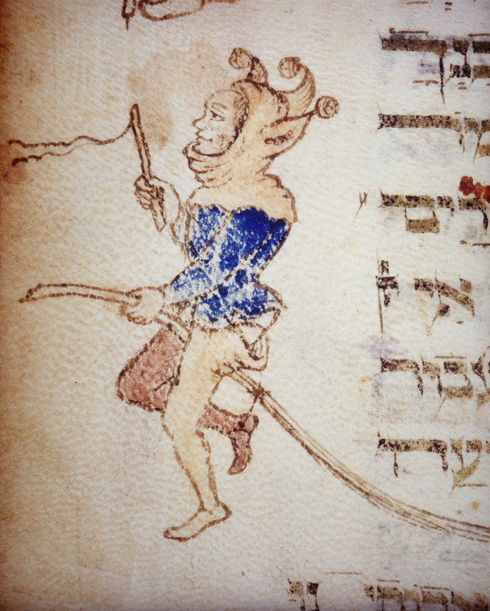 Um bobo da corte. Um manuscrito judeu do século XIII. Biblioteca Palatina, Parma. de School Jewish