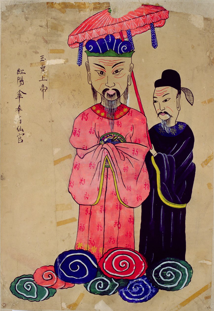 Uma divindade coreana ou "Okhwangsangje" (pigmento natural sobre papel) de School Korean