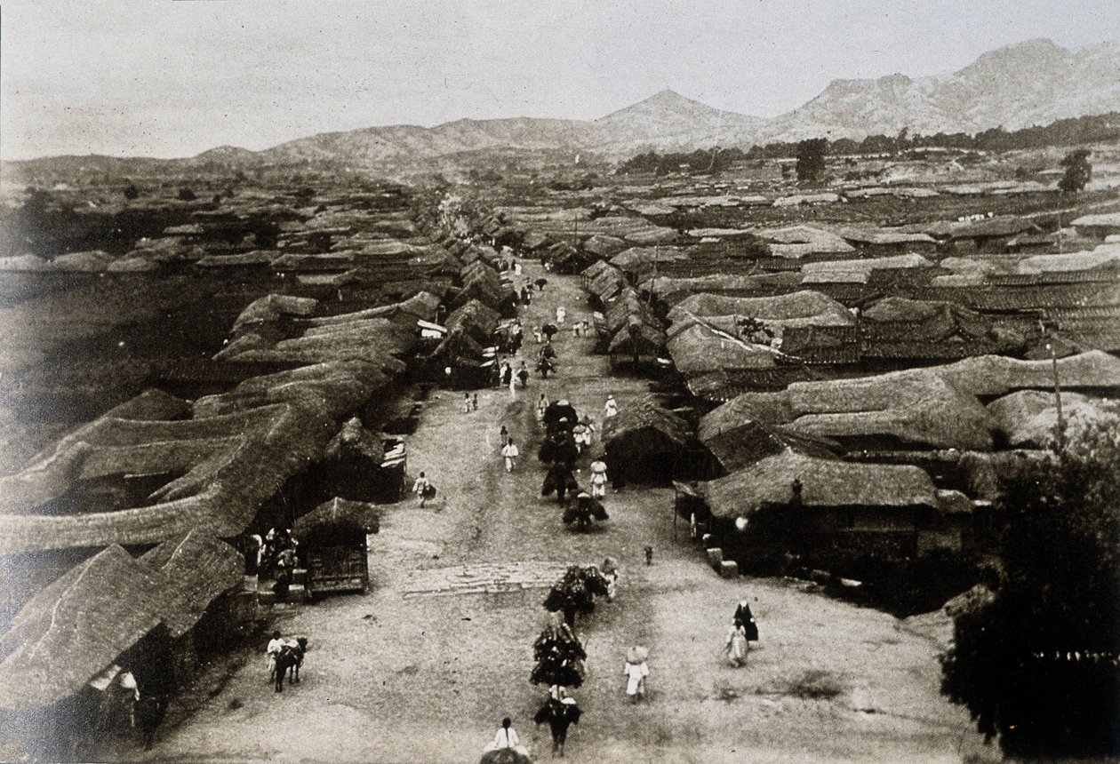 Vista da avenida Chongro em Seul, capital da Coreia de School Korean