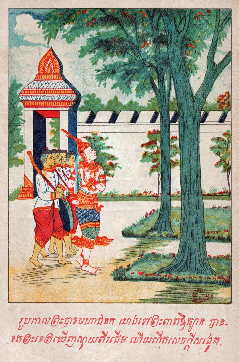 Mahajanaka Jataka. (gravura, ca. 1910) de School Laotian