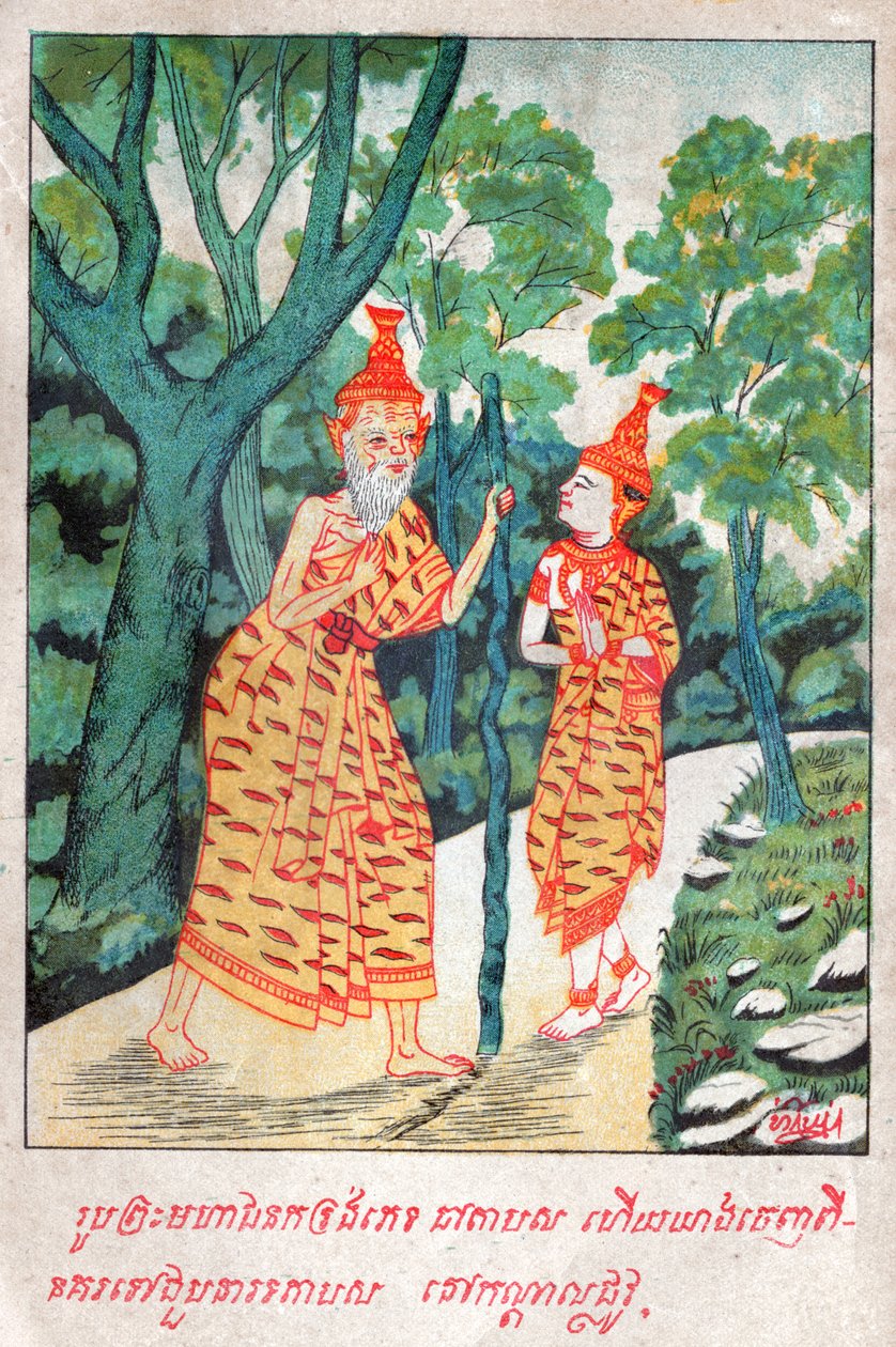 Mahajanaka Jataka. (gravura, ca. 1910) de School Laotian