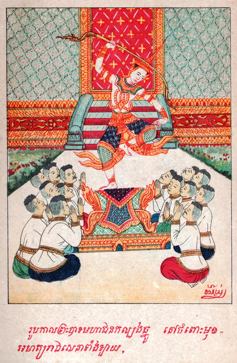 Mahajanaka Jataka. (gravura, ca. 1910) de School Laotian