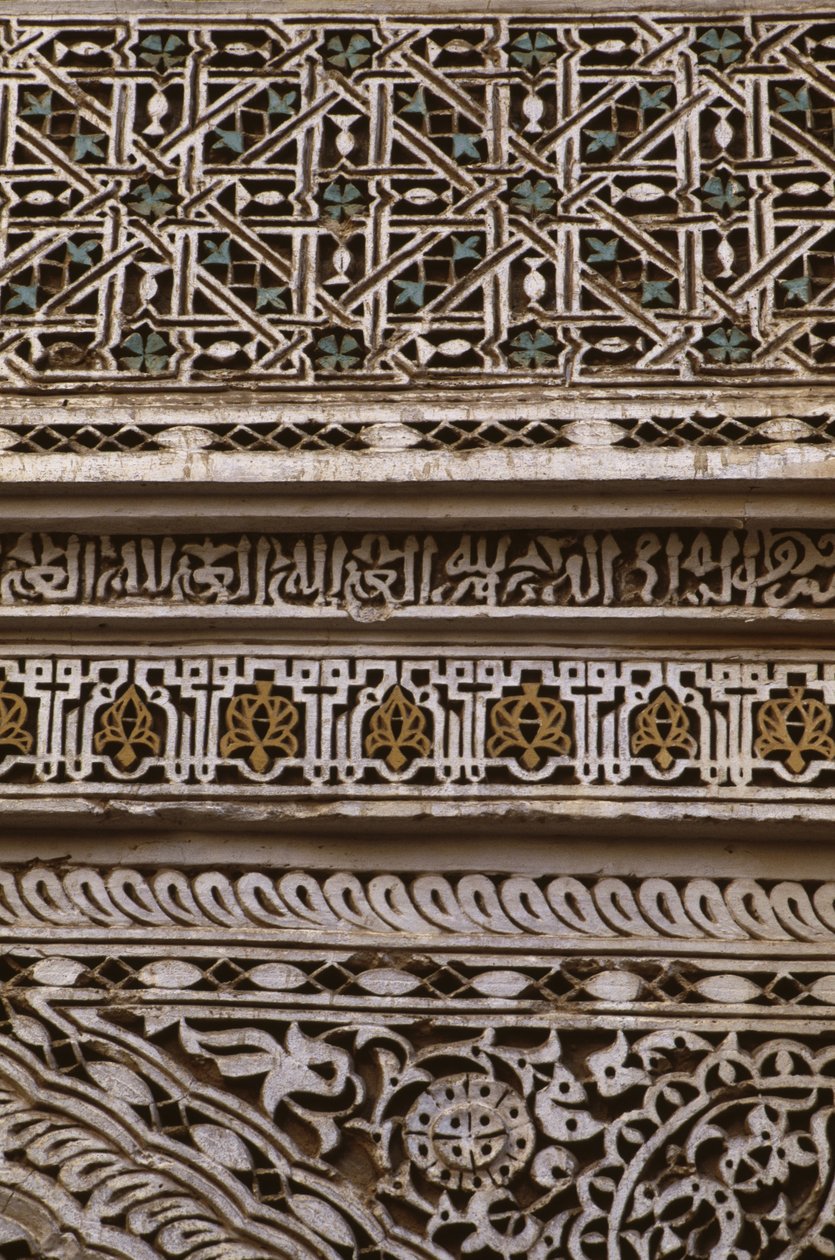 Detalhe da porta de entrada da Grande Mesquita (estuque) de School Moroccan