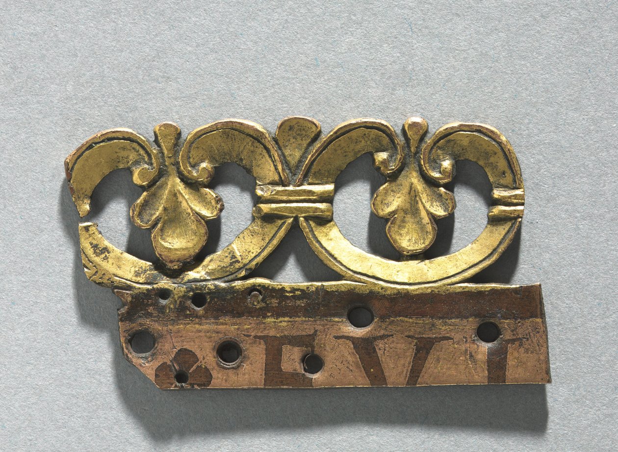 Fragmento de uma crista decorativa de um santuário relicário, c.1165-1180 (cobre dourado, email brun (esmalte marrom)) de School Mosan