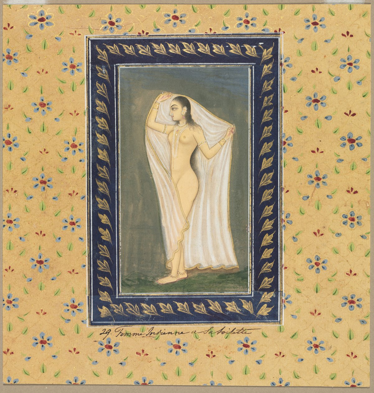 Senhora depois de um banho de School Mughal