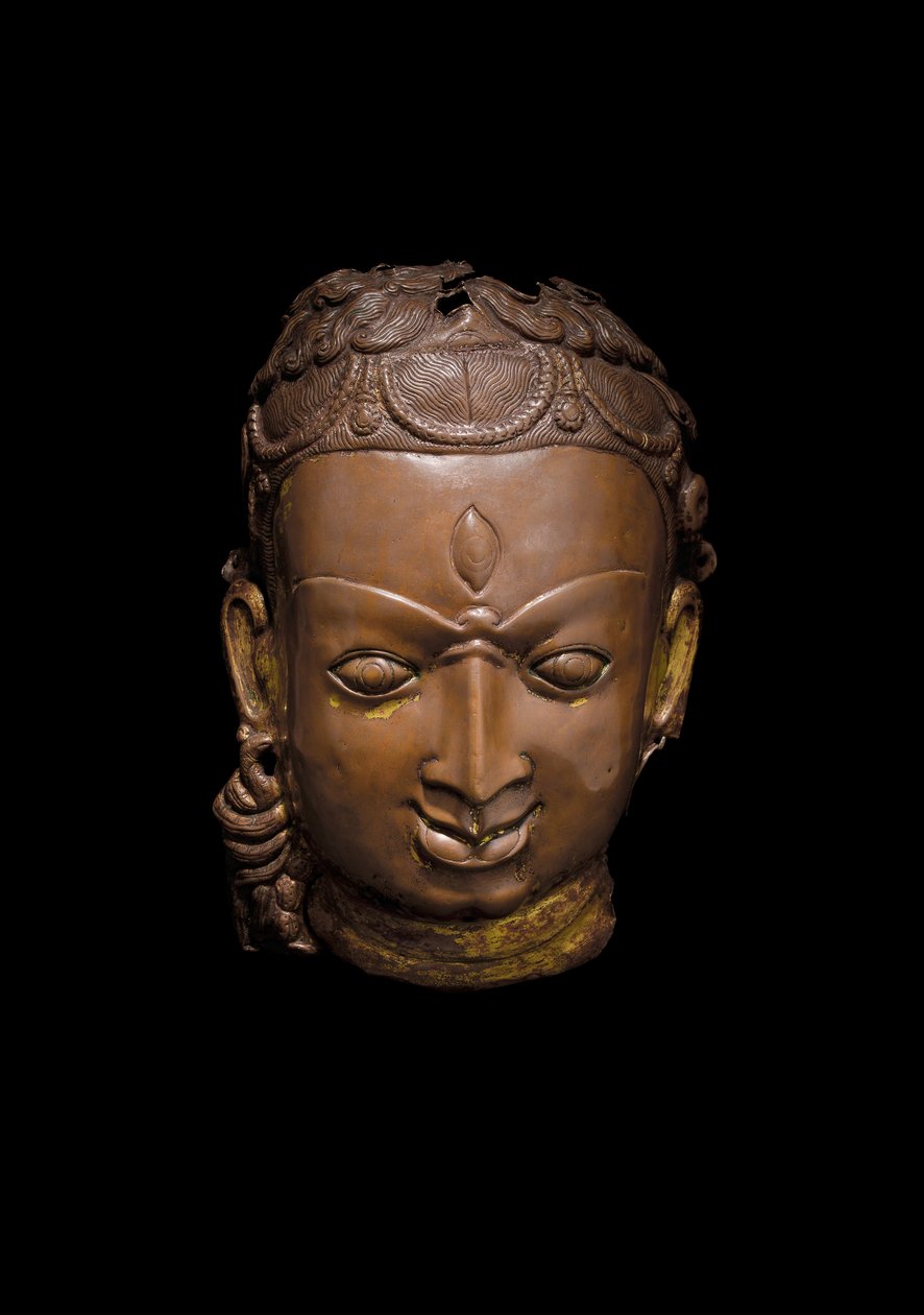 Máscara repousse de Shiva, século XI (cobre) de School Nepalese