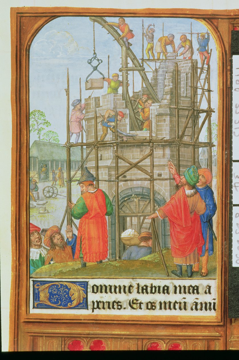 Adicionar 35313 f.34 A construção da Torre de Babel, Bruges ou Ghent, c.1500 (velino) de School Netherlandish