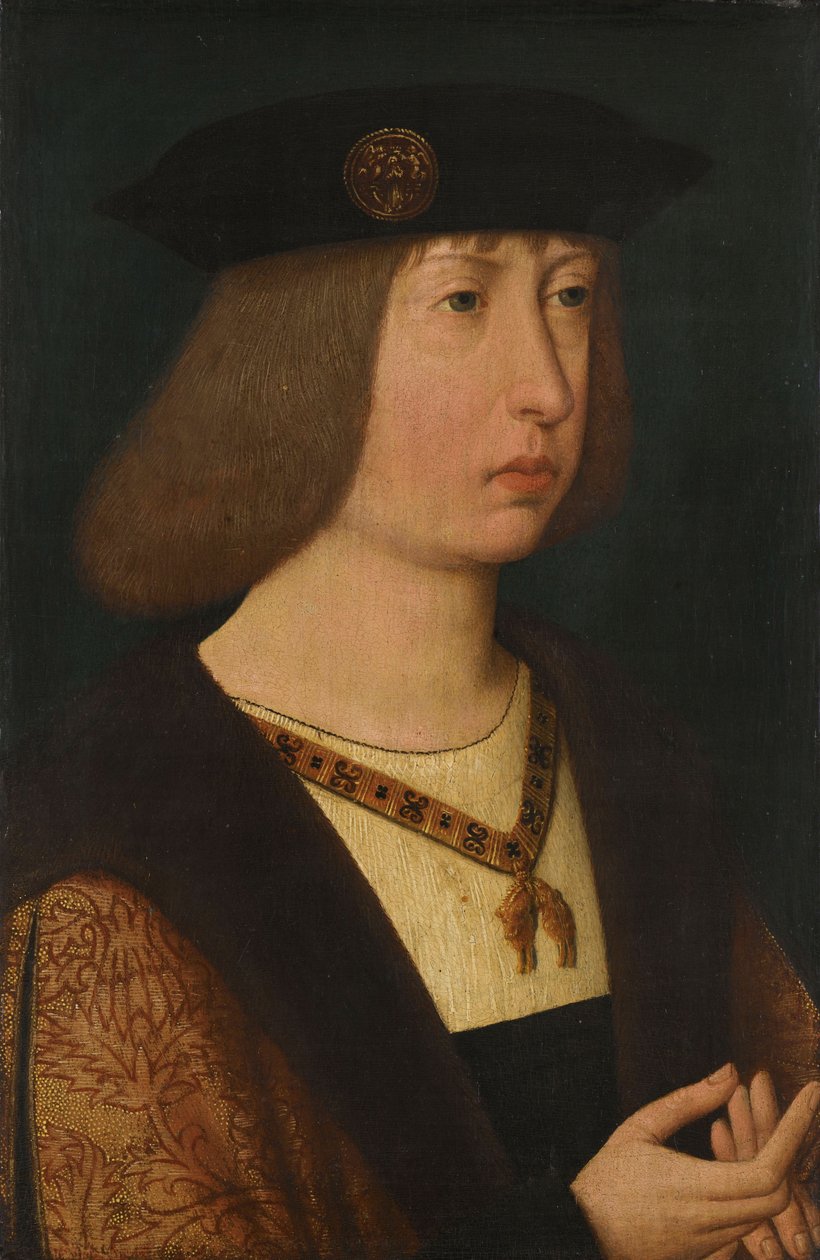 Retrato de Filipe, o Belo, Duque da Borgonha, c.1500 (óleo no painel) de School Netherlandish