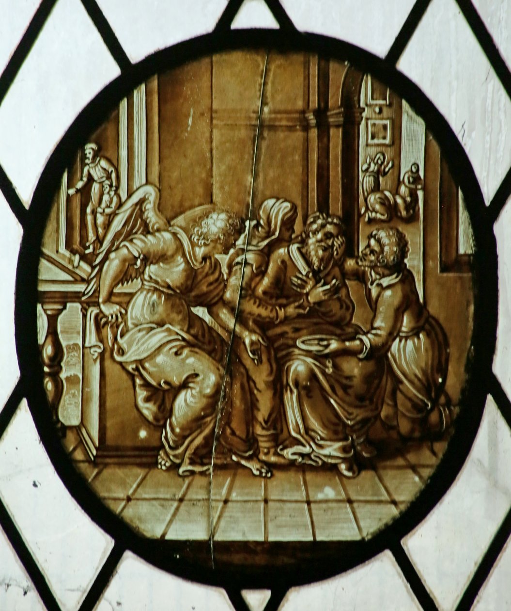 Roundel: Tobias sarou da sua cegueira, provavelmente do século XIX (vitral) de School Netherlandish