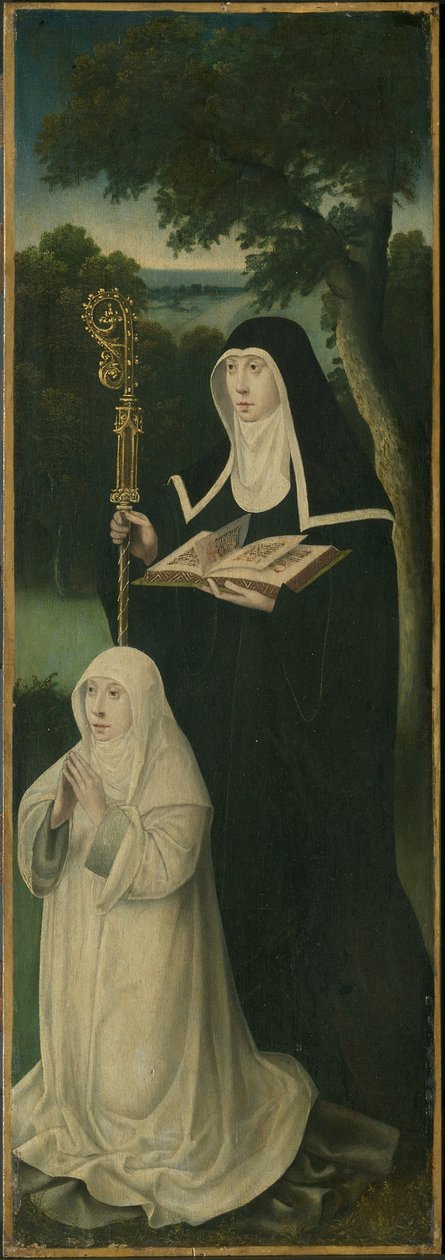 Santa Gertrudes de Nivelles e uma canonesa agostiniana de School Netherlandish