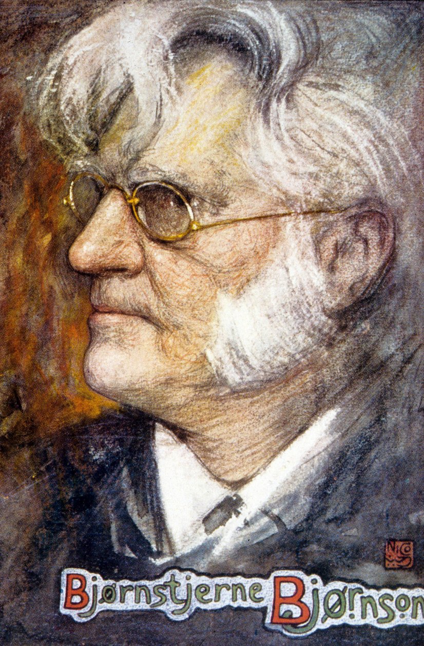 Bjørnstjerne Martinius Bjørnson (colout litho) de School Norwegian