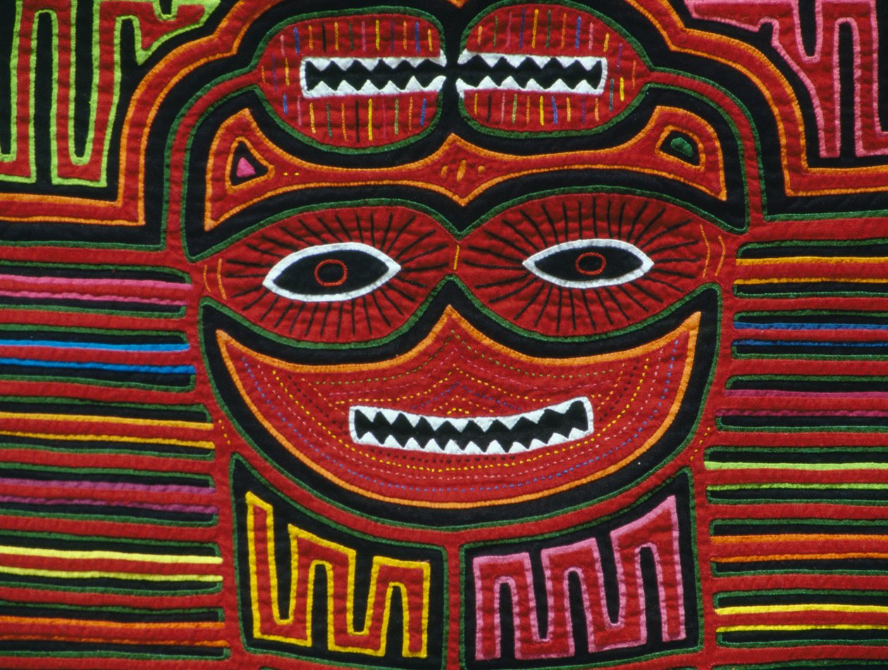 Algodão martelado à mão, Arquipélago de San Blas, República do Panamá, Detalhe de School Panamanian