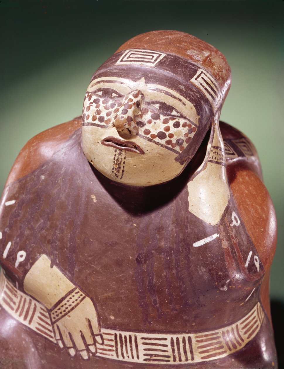 Colhedor de cacau de olaria, Nazca Culture (barro) (detalhe de 231883) de School Peruvian