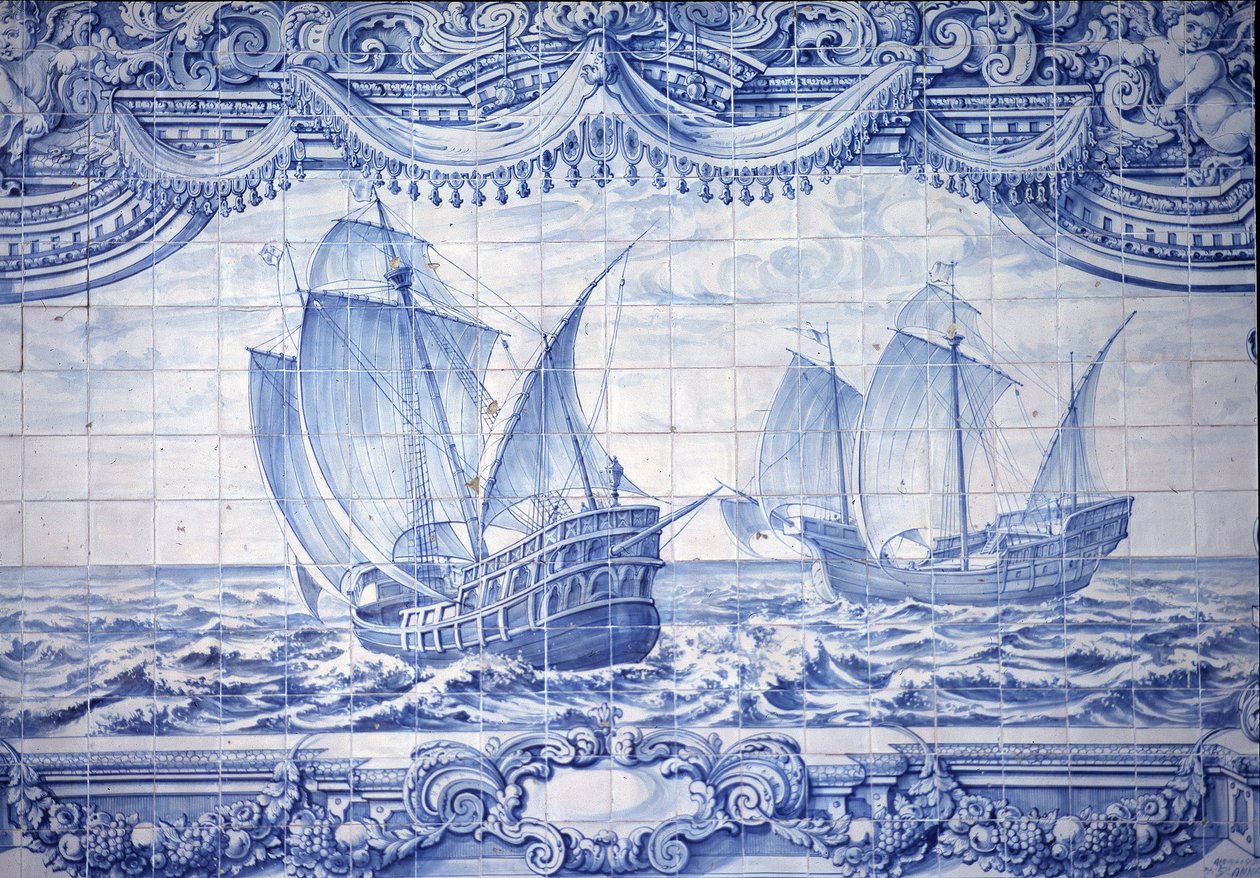 Caravelas no século XV-17, azulejos, nos arredores de Lisboa, Portugal. de School Portuguese