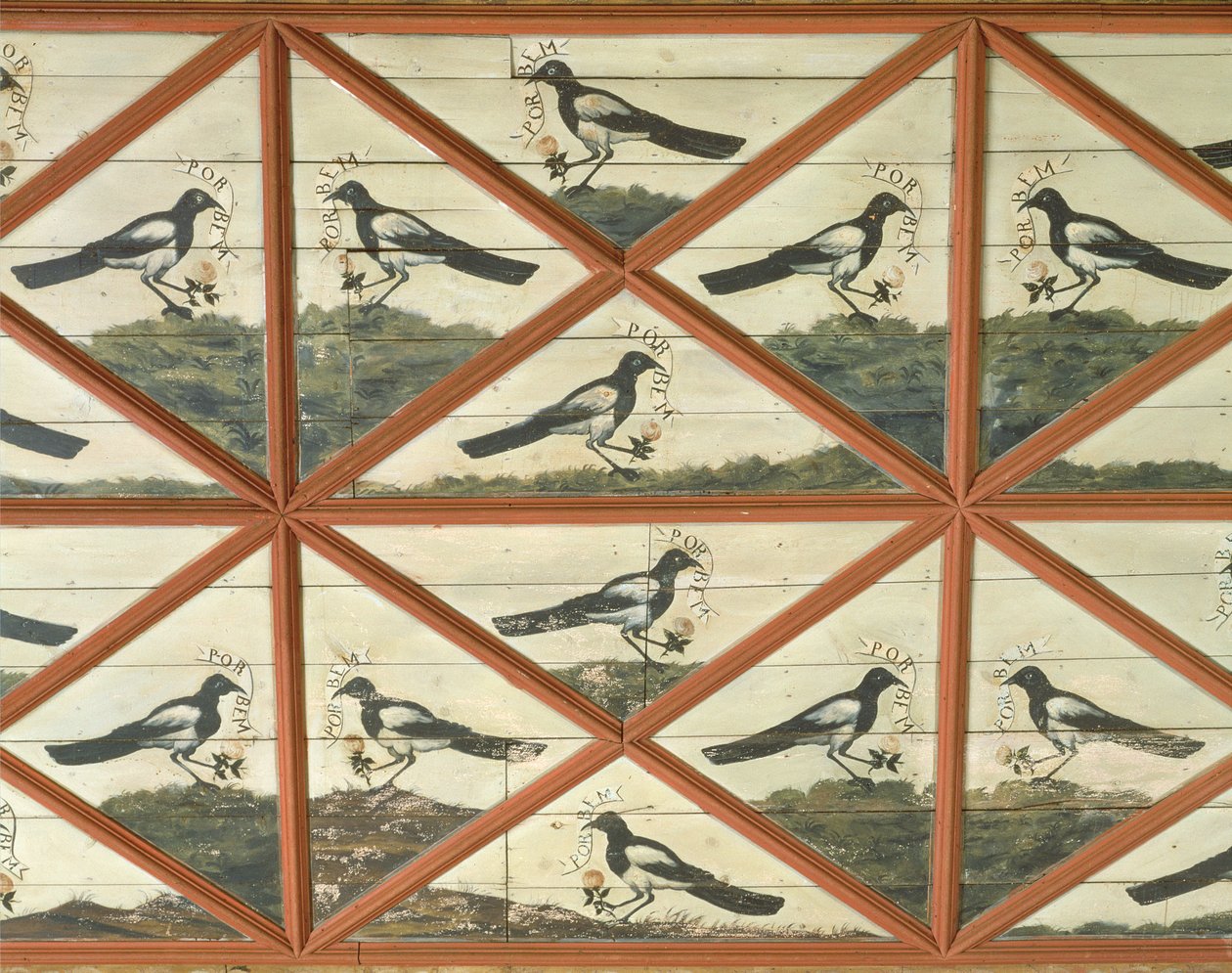 Detalhe da decoração do teto do Salão dos Magpies de School Portuguese