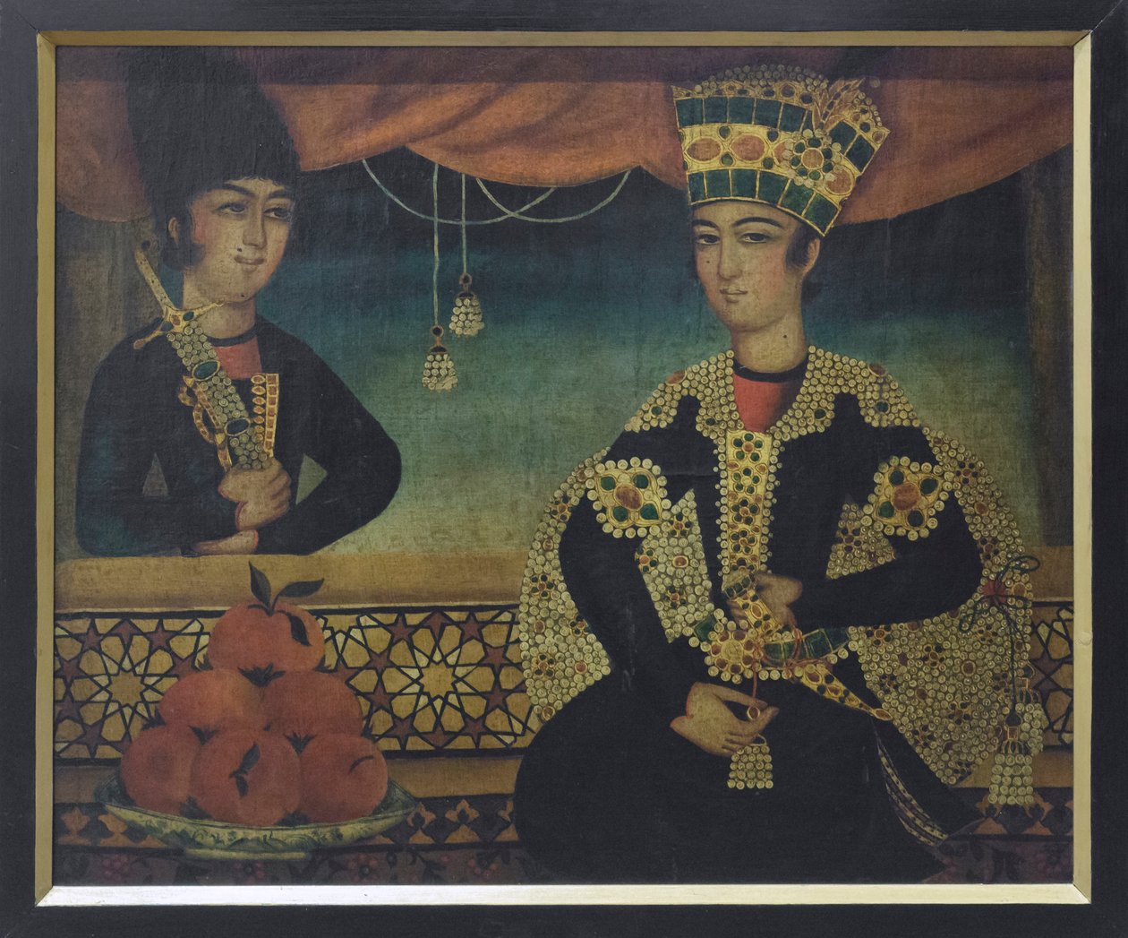 Um príncipe Qajar, possivelmente de Mohammad Sadgeh (óleo sobre tela) de School Qajar