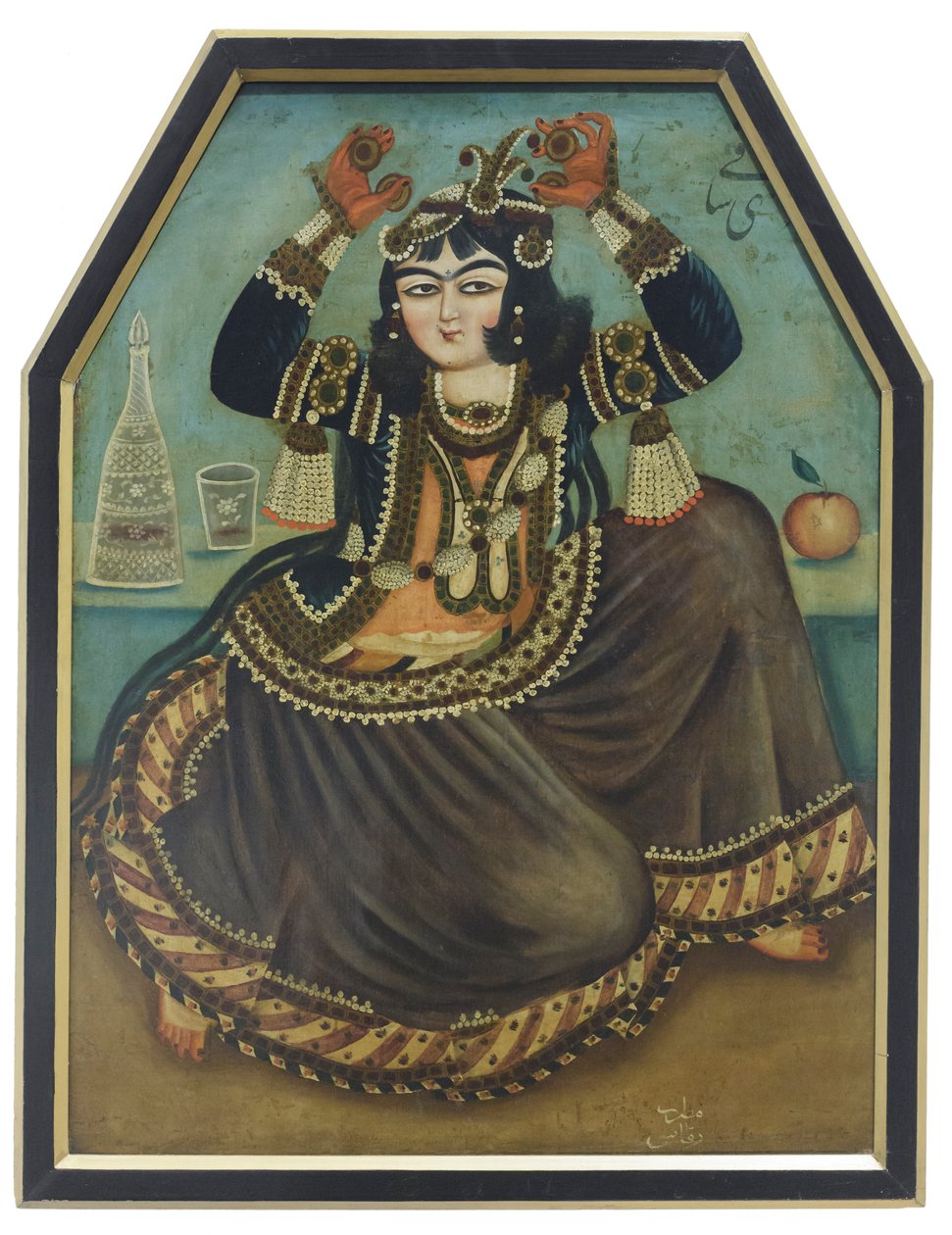 Mulher dançando, artista desconhecido (óleo sobre tela) de School Qajar
