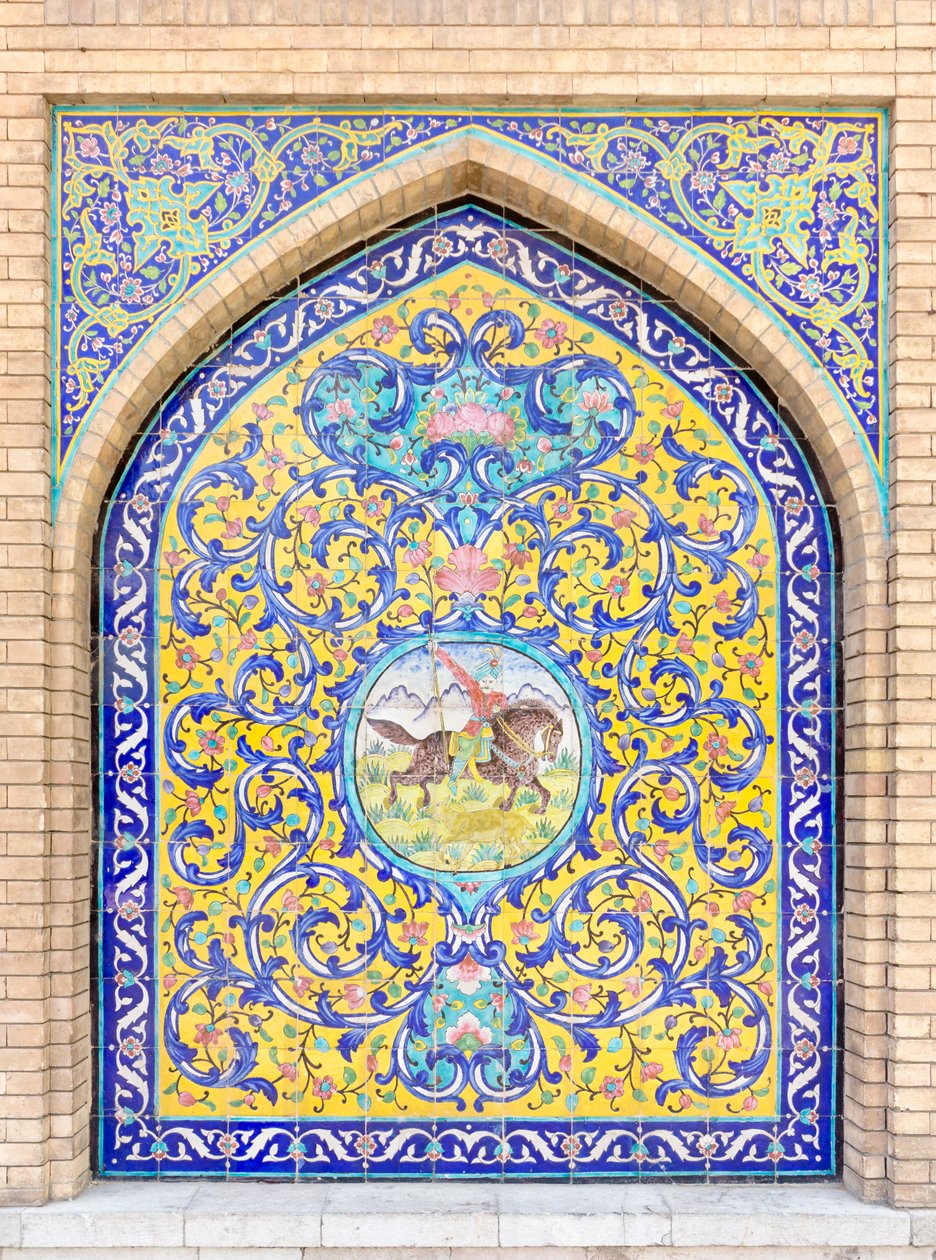 Azulejaria no Palácio Golestan, Teerão, Irão (foto) de School Qajar