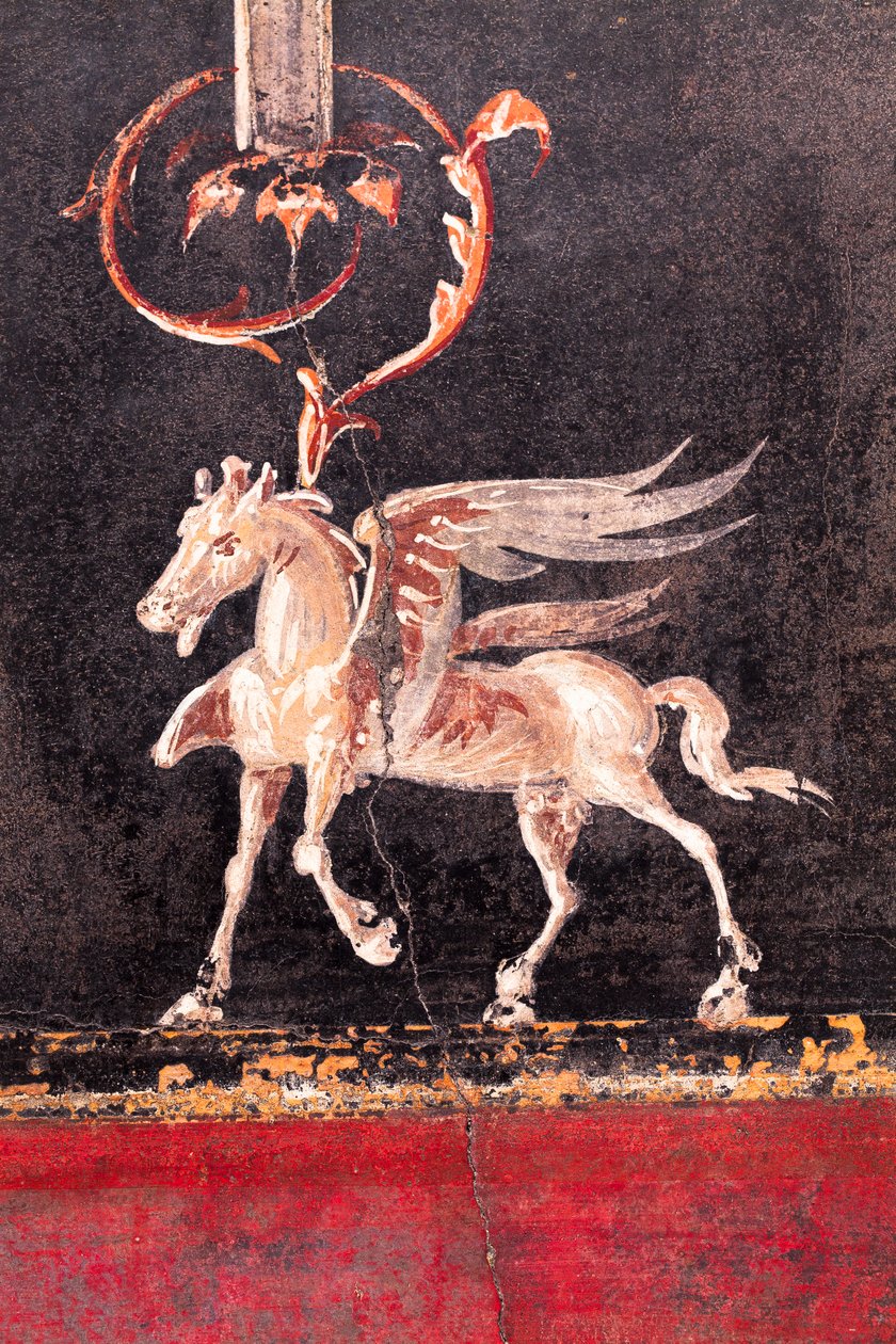 Decoração arquitetónica com cavalos alados (pegasi), Herculano de School Roman