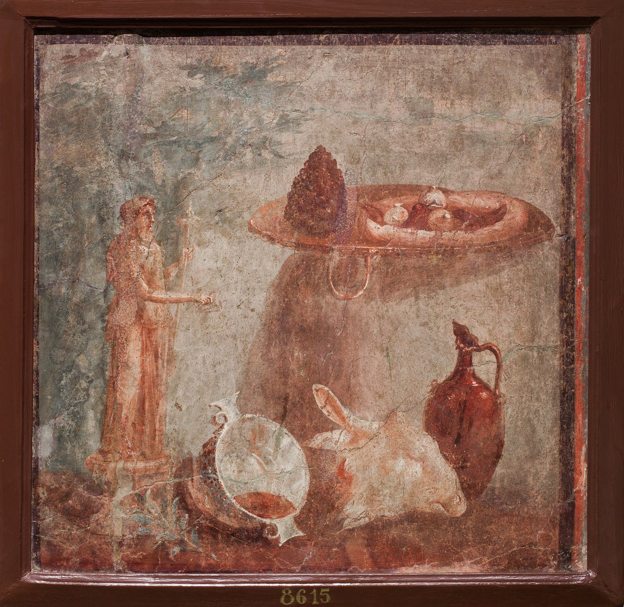 Estátua de Dionísio, cabeça de bode e frutos, Herculano de School Roman