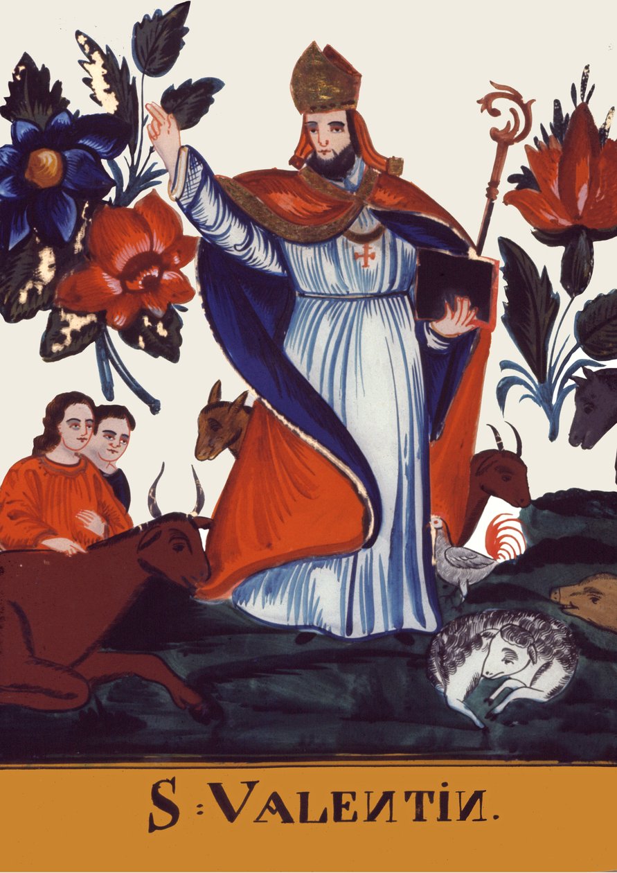 Dia de São Valentim. Dia de São Valentim. (Pintura em vidro, 2ª metade do século XIX) de School Romanian