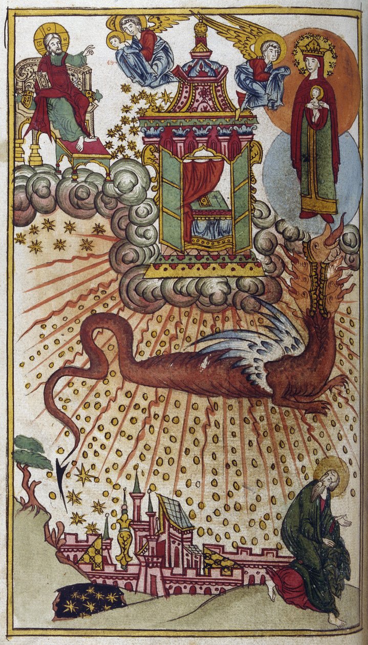 Apocalipse de São João, c.1750 (miniatura) de School Russian