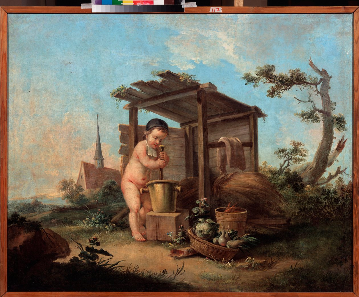 Químico de Cupido. Pintura por um mestre russo, óleo sobre tela, segunda metade do século XVIII. Museu Estatal de Arte, Ekaterinburg (Yekaterinburg) (Rússia). de School Russian
